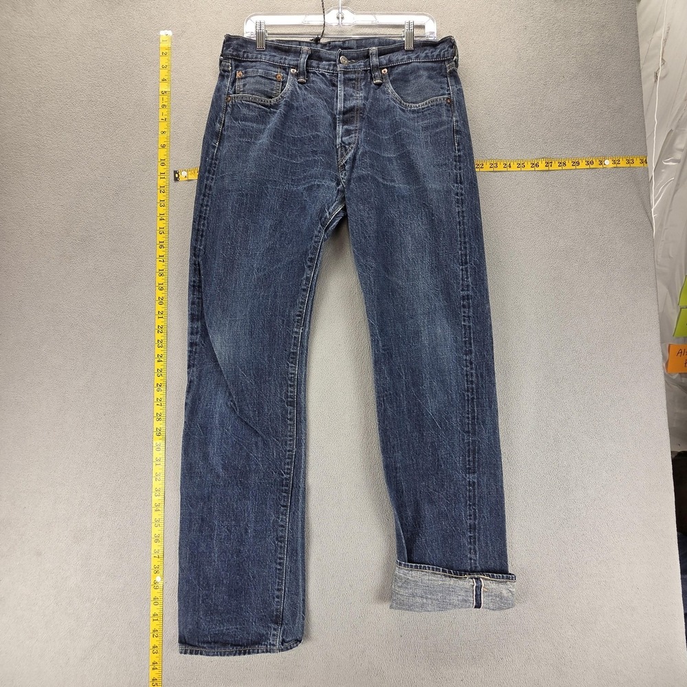 Sugar Cane Jeans Mens Blue Selvedge Straight Button Fly Whiskers Fits 32x32